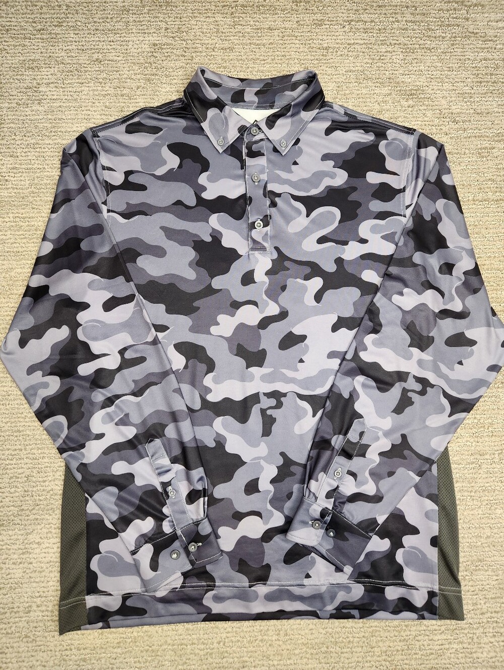 Deolax Long Sleeve Performance Polo Camo Mens Large Vented Quick Dry Camoflage